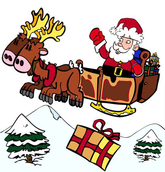 dessin-pere-noel-traineau-sapins.gif