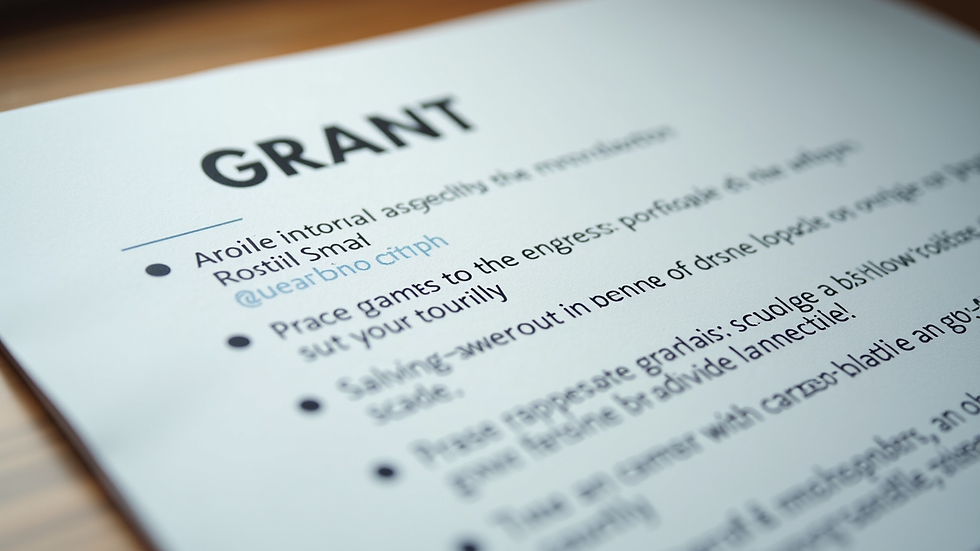 Close-up view of a printed grant proposal with highlighted sections
