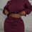 Thumbnail: Hooded Collar Drawstring Skirt Set
