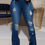 Thumbnail: Mid Waist Ripped Skinny Jeans