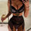 Thumbnail: Mesh Strap & Halter Neck Net Ring Design Patchwork 4-Piece Bra Set