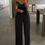 Thumbnail: Cowl Neck Plain Pleated Straight Jumpsuit