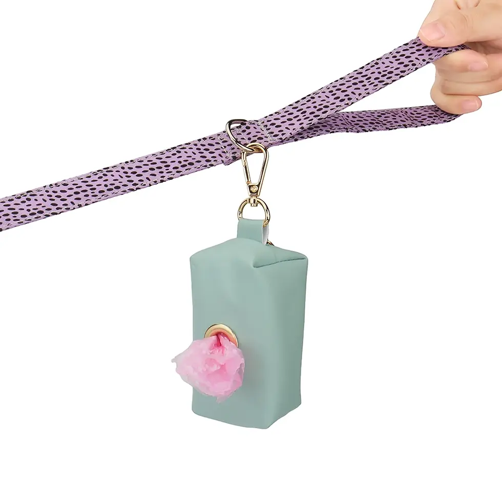 Miniature : Distributeur de sacs à déjections canines en cuir avec clip métallique