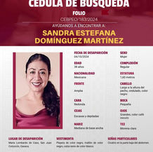 Activan Protocolo de Búsqueda con enfoque de género por desaparición de Sandra Estefana Domínguez Martínez y Alexander Hernández Hernández