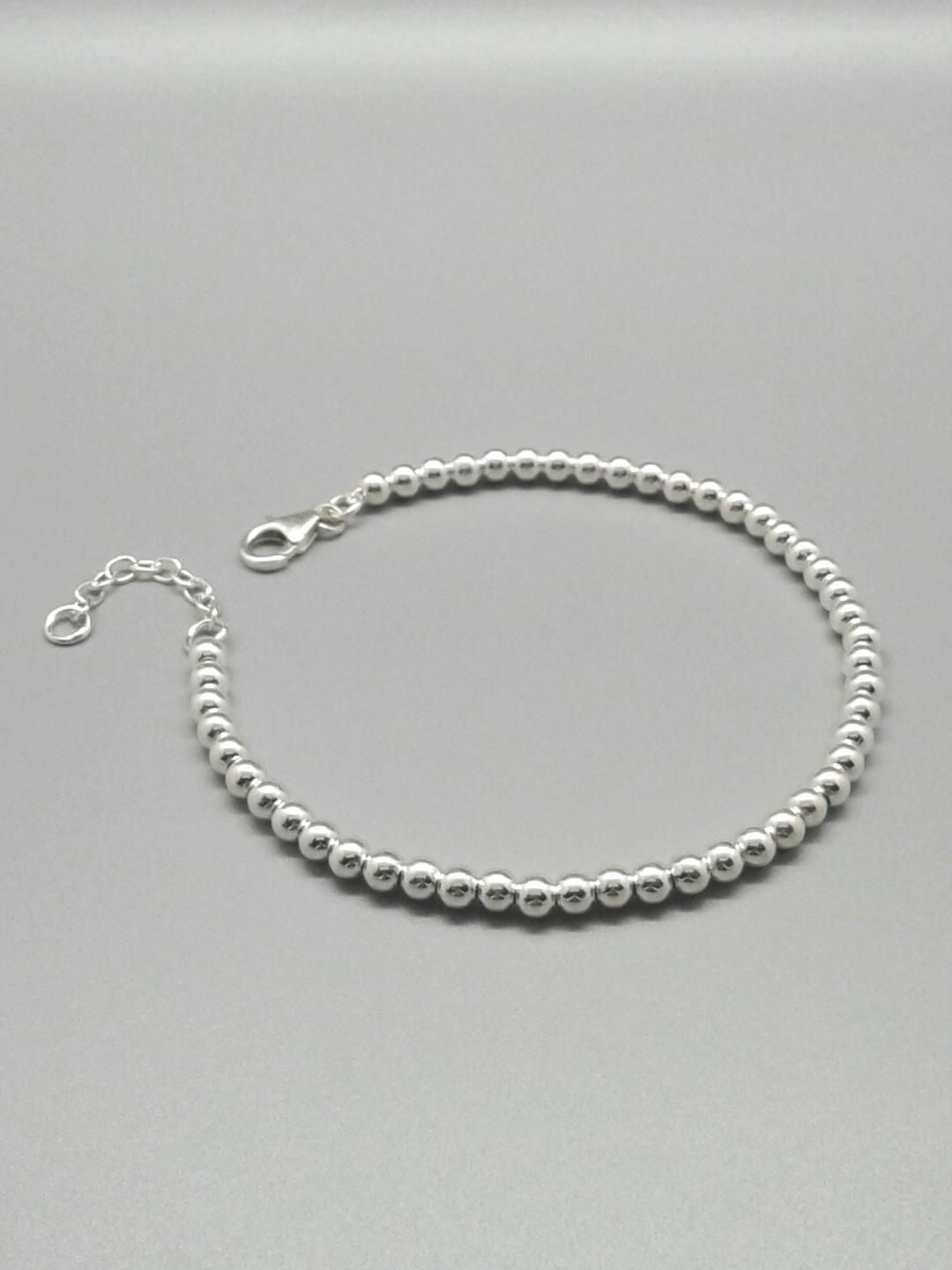 Sterling Silver 4 mm Bead Bracelet With One Inch Extension 20% off