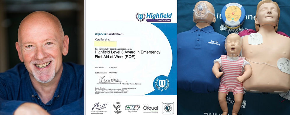 Level 3 Emergency 1st Aid at work HSE 1-day course (RQF) approved by OFQUAL.