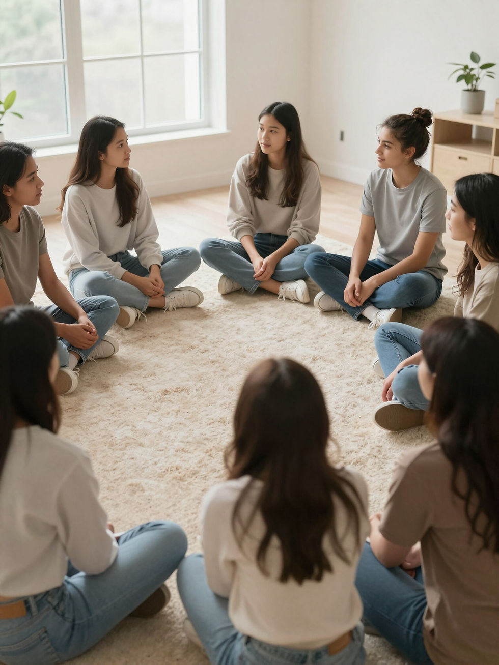 group of teen girls in therapy