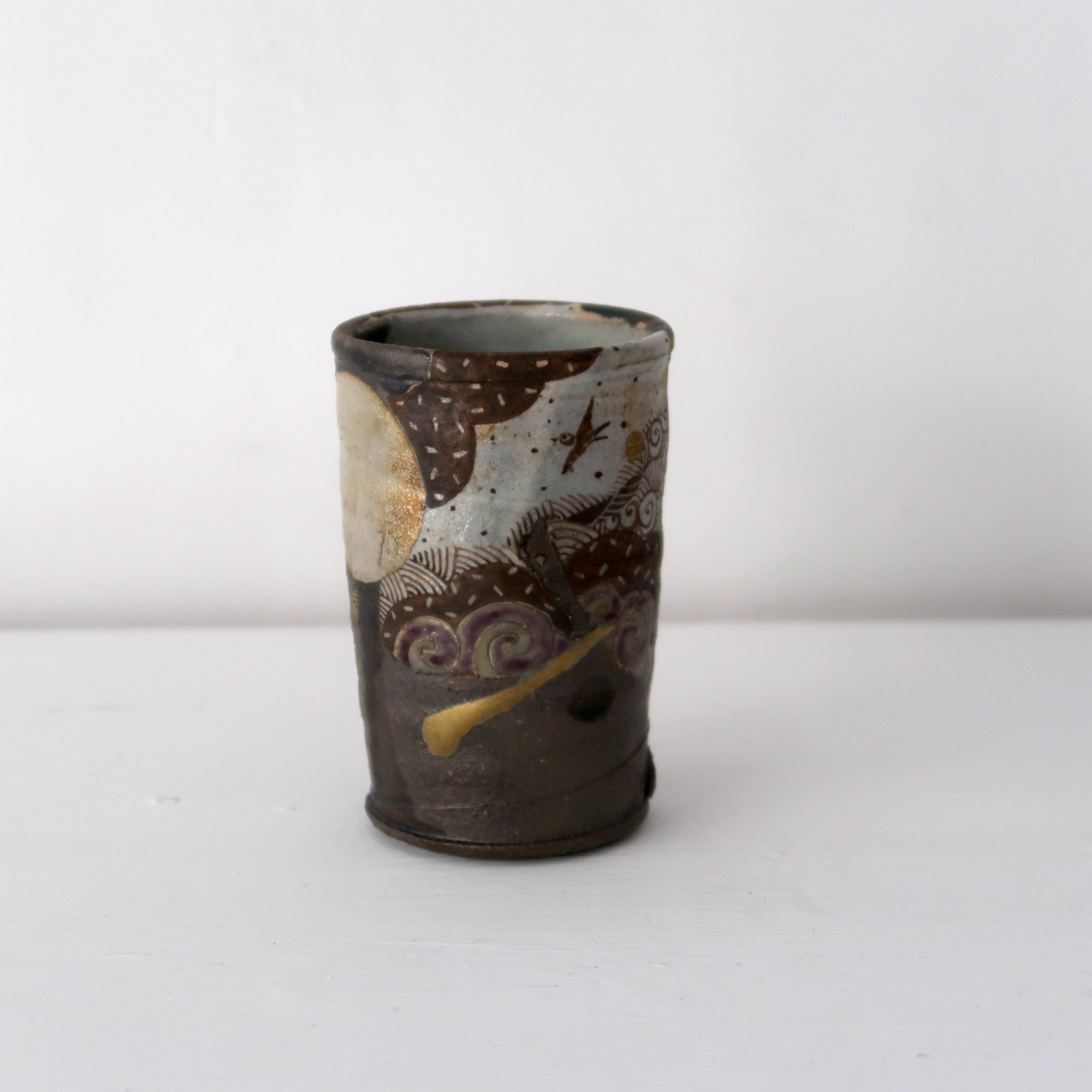 Silver Moon & Bird Tall Cup by Koji Usaka