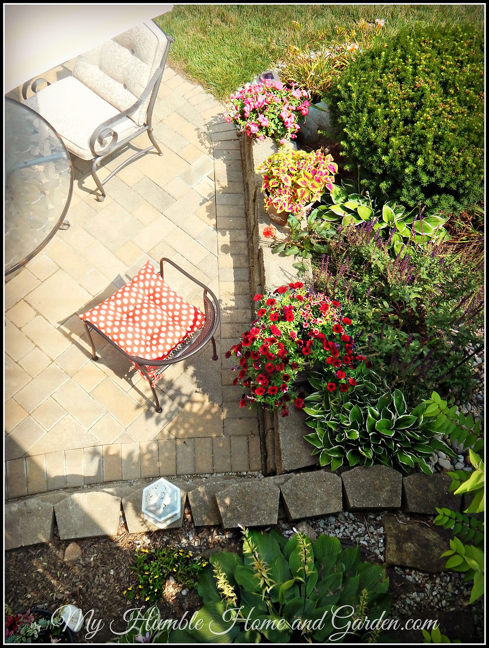 Our Patio and Flower bed on MyHumbleHomeandGarden.com