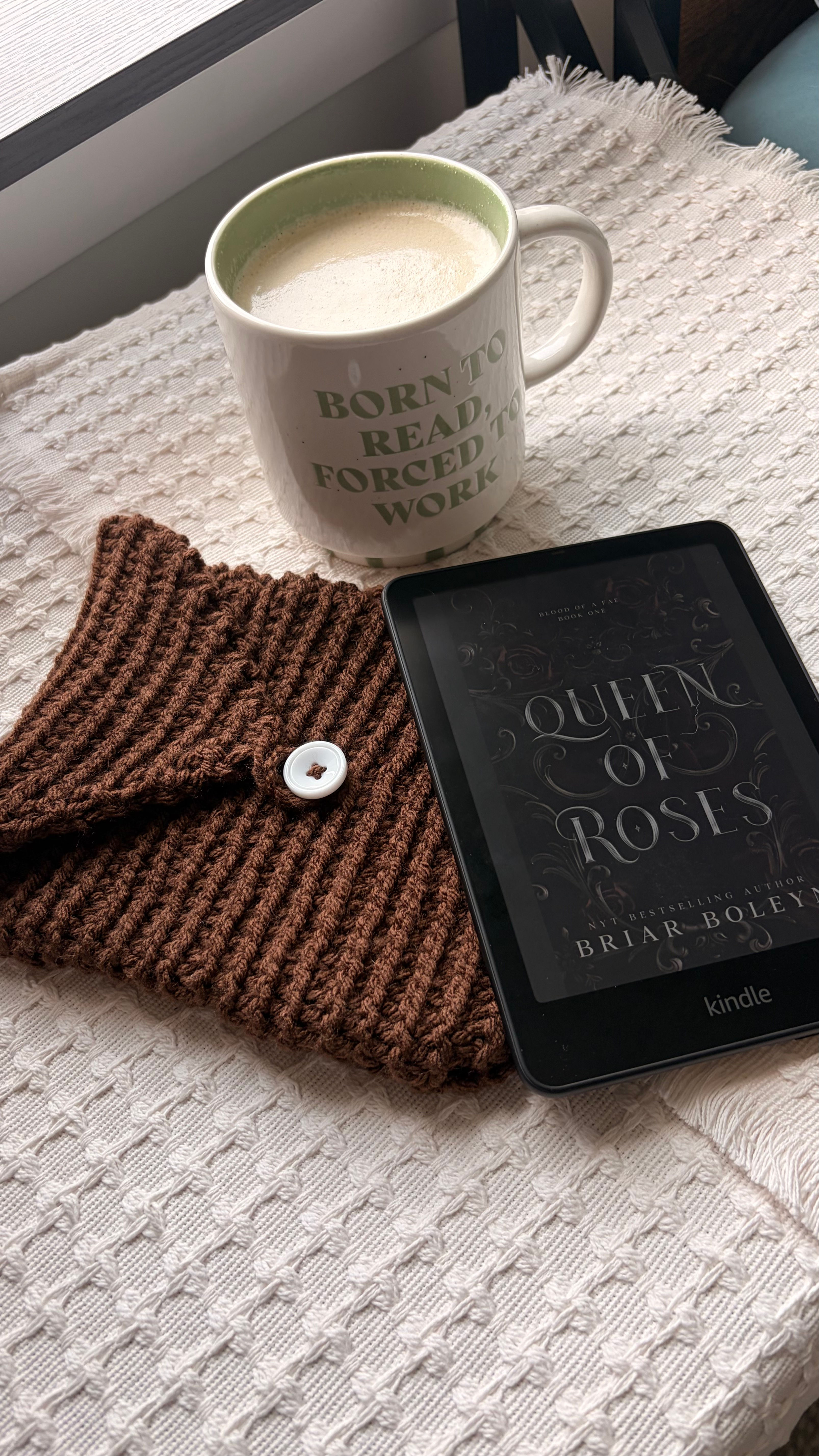 Handmade Crochet Kindle Sleeve with Button Closure