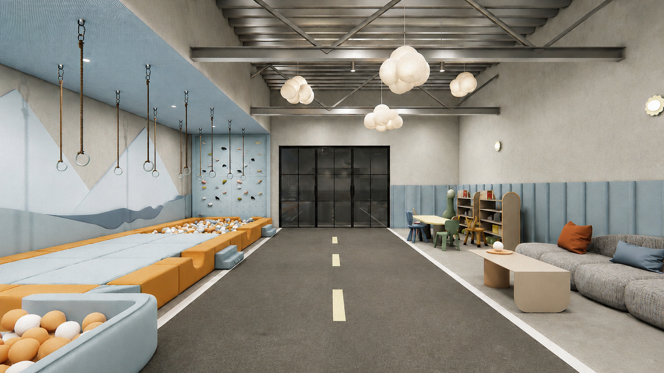 sports play area slide and ball pit interior design in harrison new york