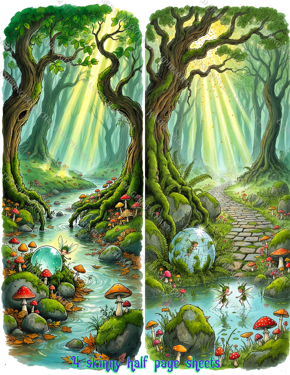 Thumbnail: Fairy Forest 3 Whimsical Storybook Style Instant Download 300DPI 4Orentations