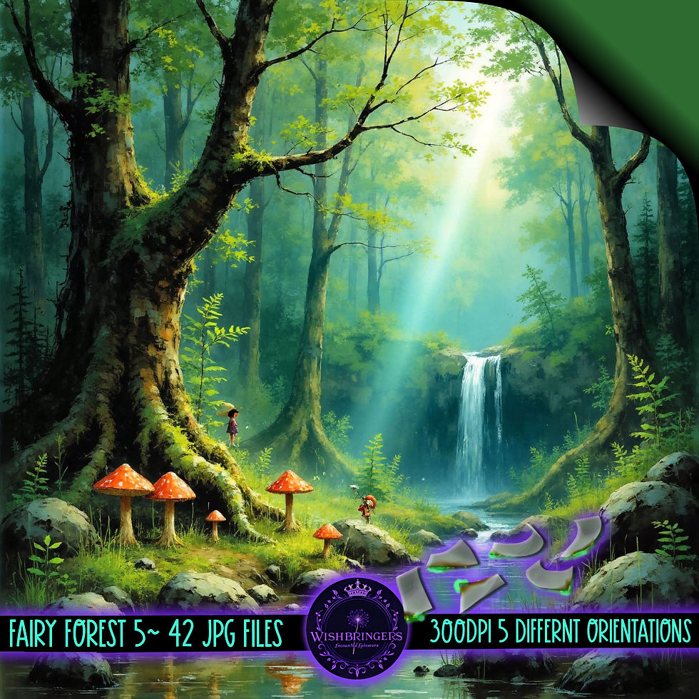 Fairy Forest 5 Ethereal Watercolor Style Instant Download for Junk Journals etc.
