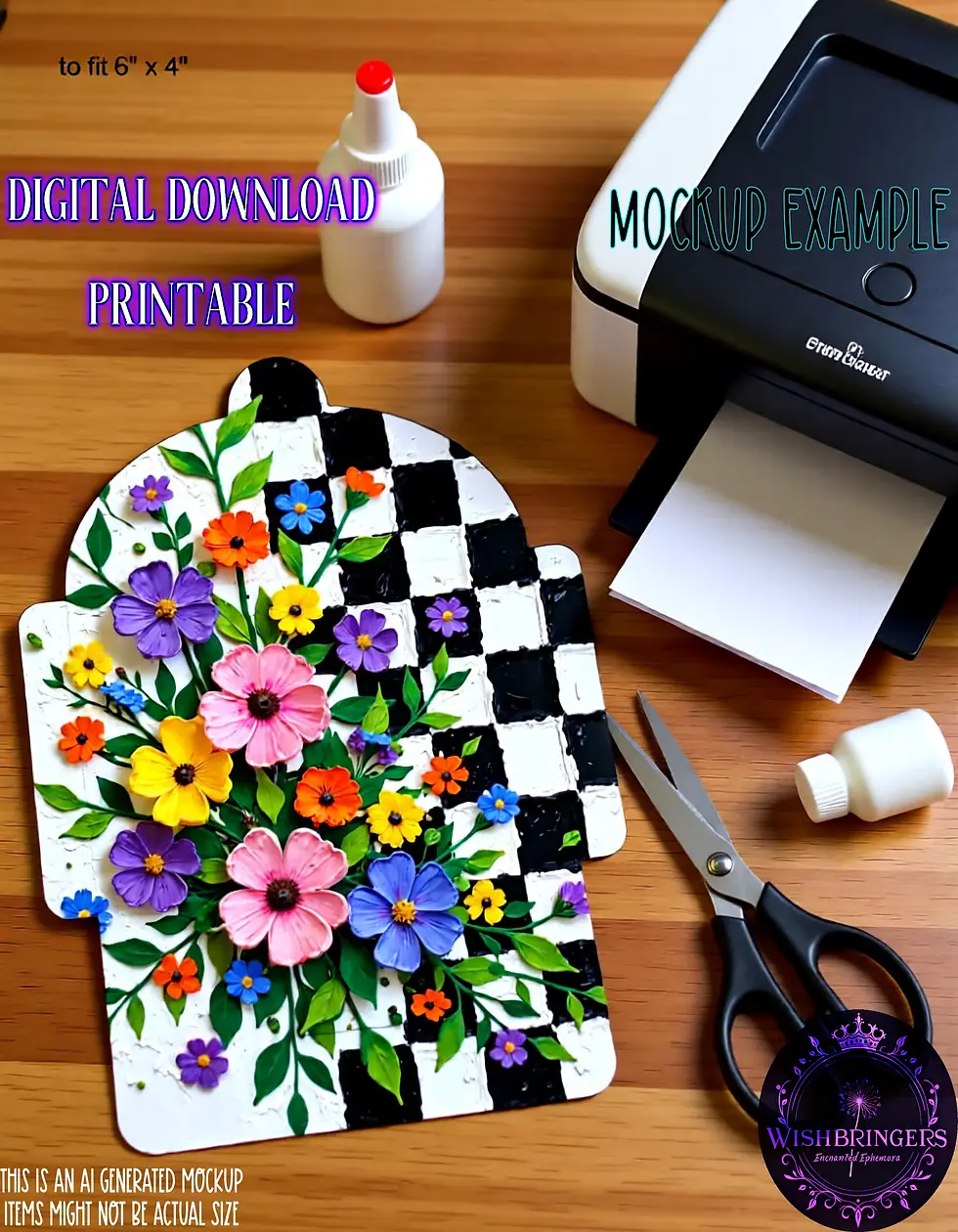Thumbnail: whimsical flowers & checks Envelopes Instant Download