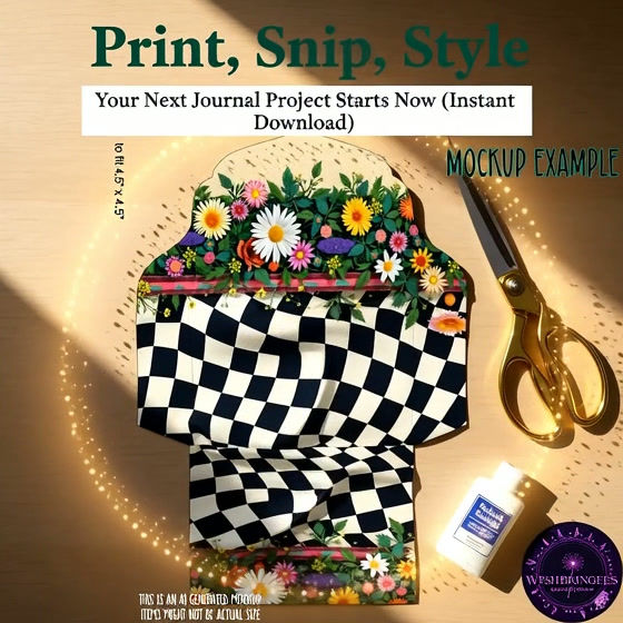 Thumbnail: Whimsical Flowers & Checks Envelopes Instant Download for Junk Journals  14sheet