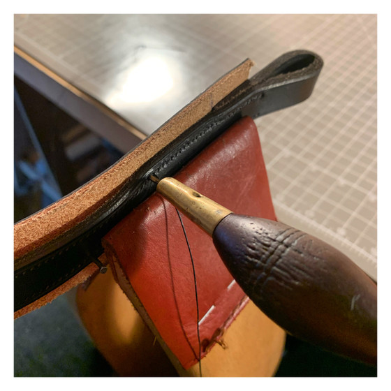 Hand stitching a browband