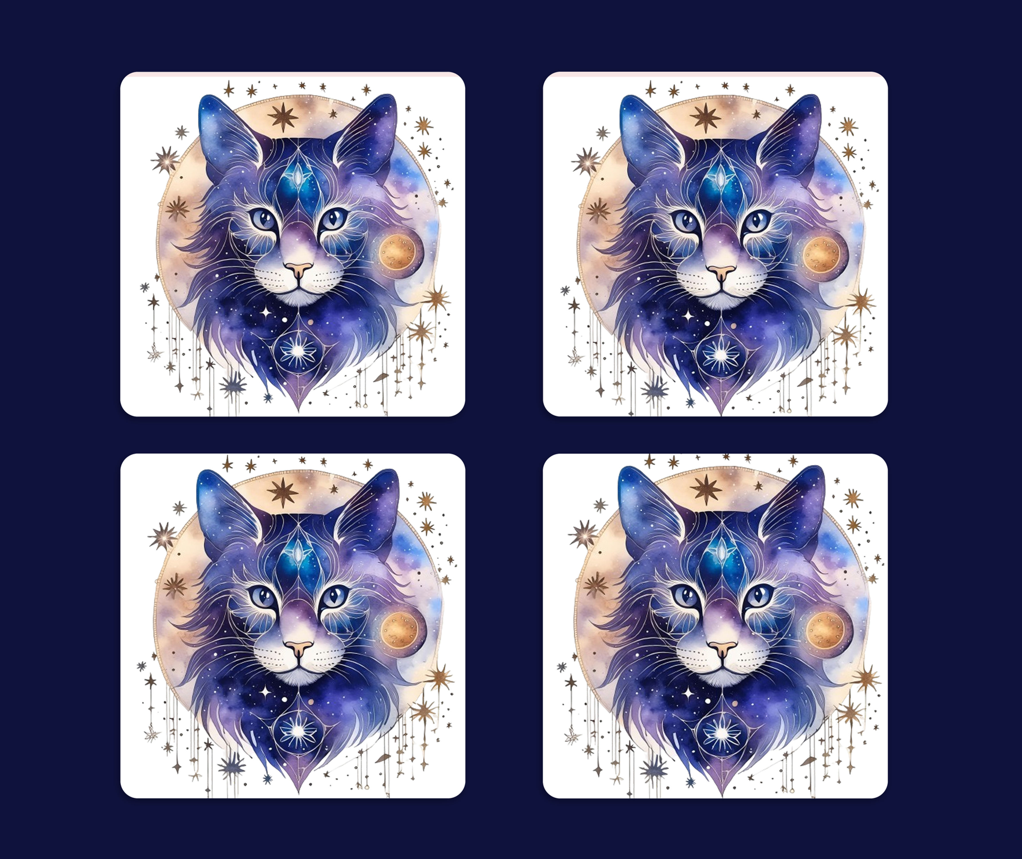 celestial cat art coaster
