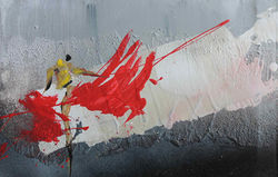 Con muleta_Mixed technique on aluminum foil__33x21.JPG