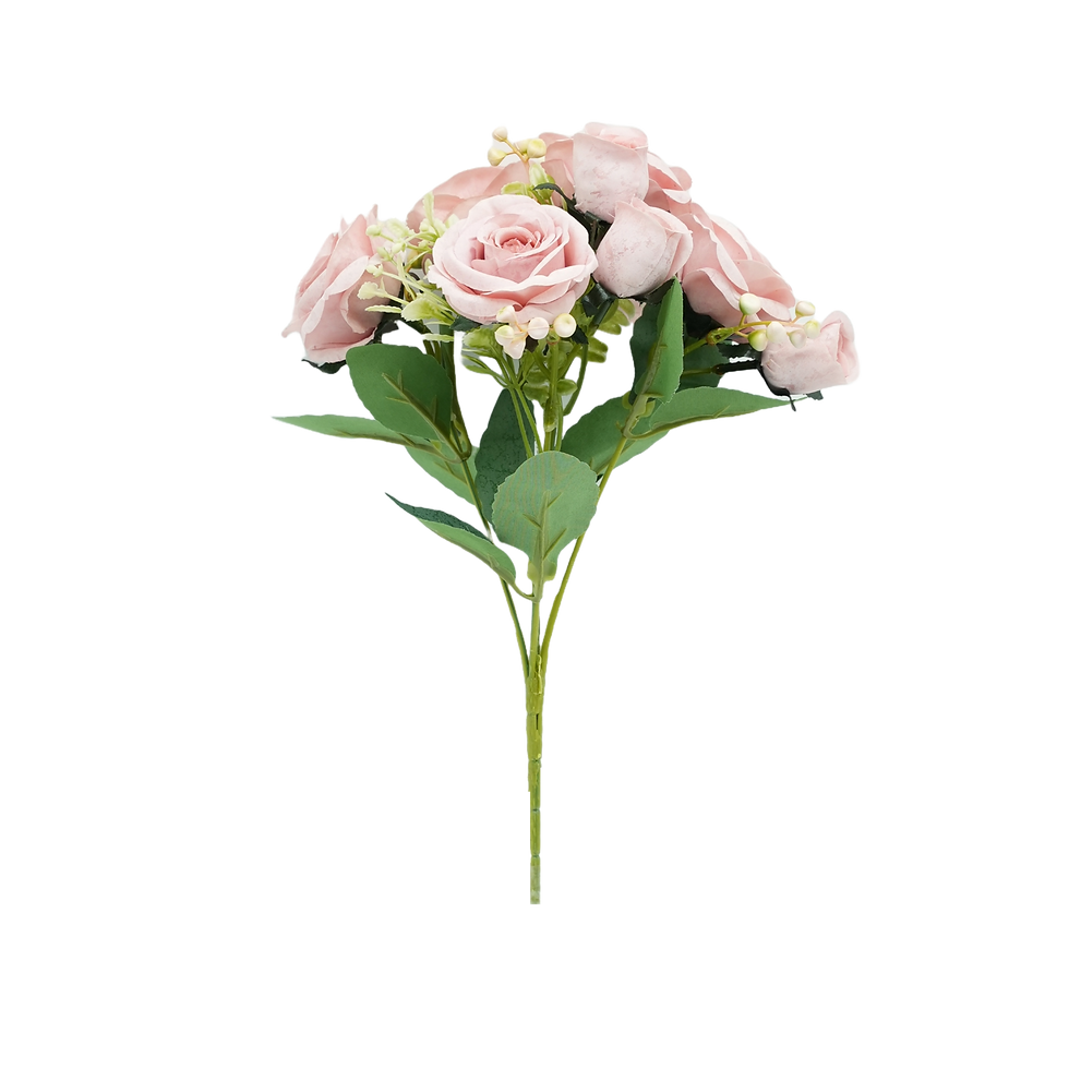 Thumbnail: Artificial Handmade Mini Open Rose Mix Bush - Lifelike Beauty