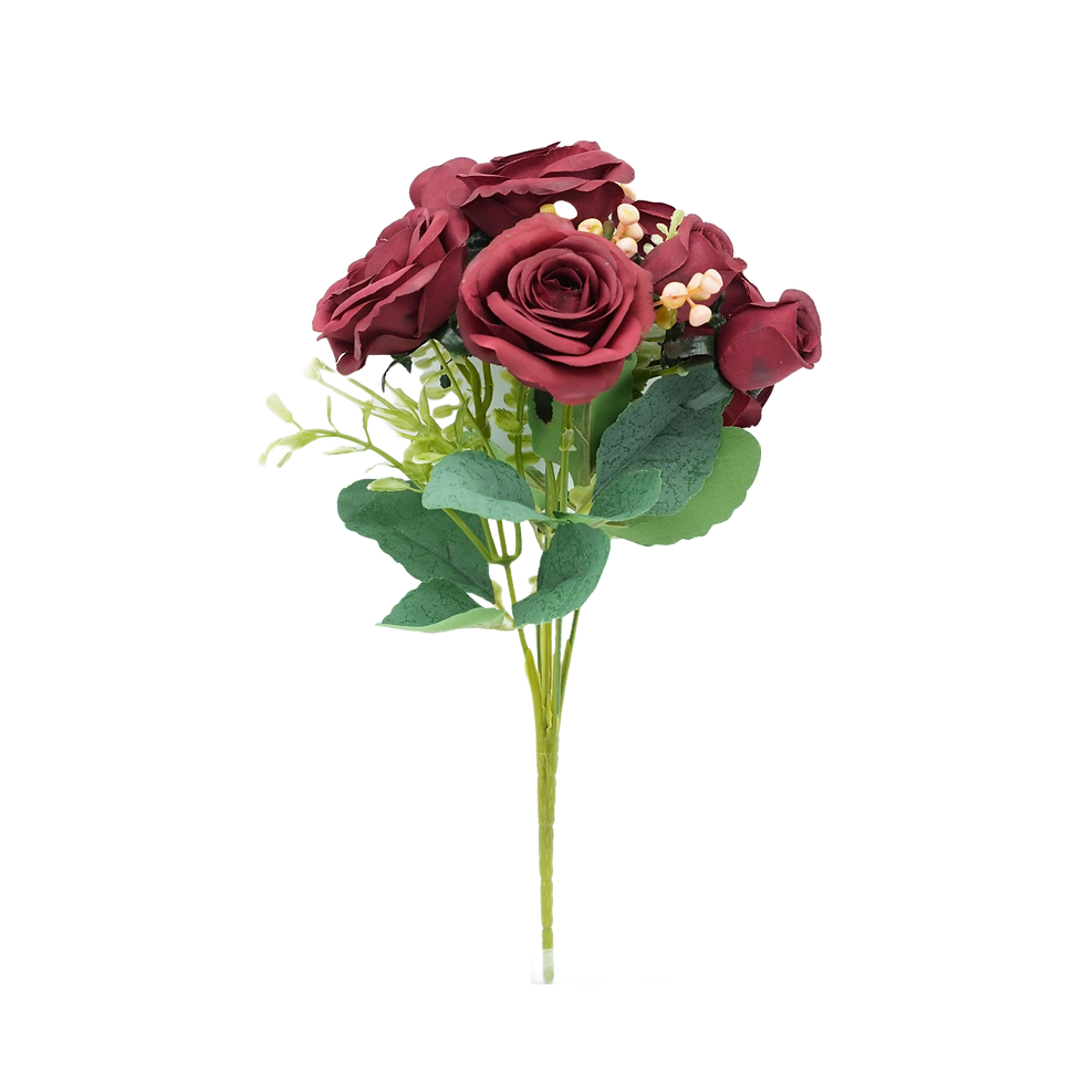 Thumbnail: Artificial Handmade Mini Open Rose Mix Bush - Lifelike Beauty