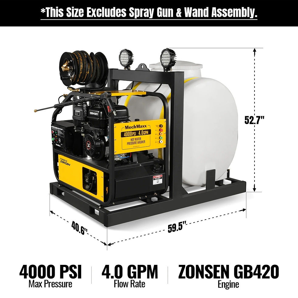 4000 PSI 4 GPM ZONSEN E-Start Engine Hot Water Pressure Washer Skid Mounted with