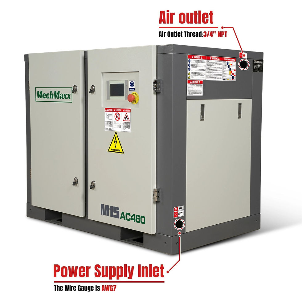 15HP Rotary Screw Air Compressor - 45 CFM, 116 PSI, 460V 3-Phase |