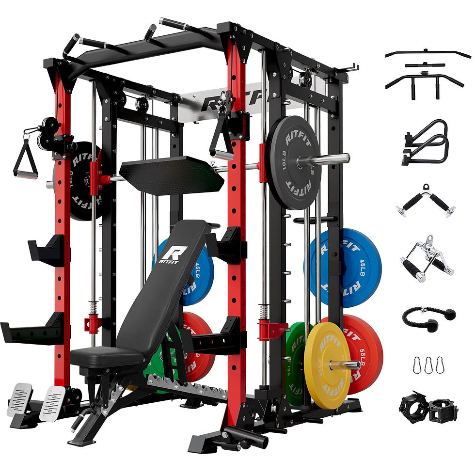 RitFit BUFFALO Smith Machine Home Gym Package with Lat Pull Down and Cable Cross