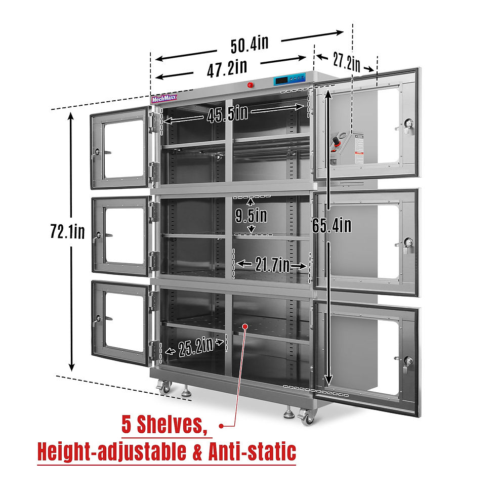 1-60% RH Nitrogen Dry Cabinet 1430L Desiccator Cabinet Low Humidity Storage, 304
