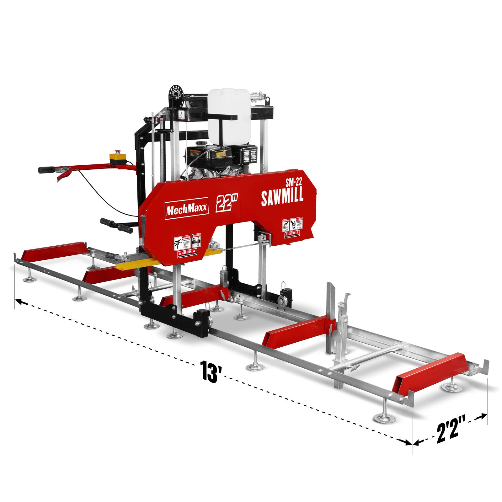 22" Portable Sawmill, 274cc 8.1HP Gasoline Engine, 18" Board Width, 13' Track