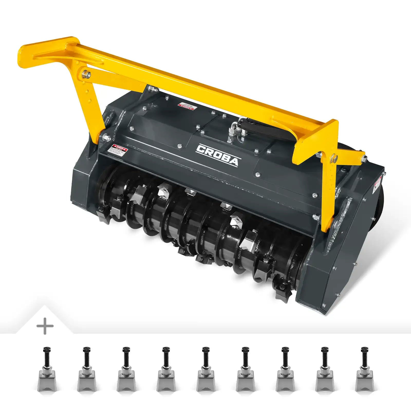37"Mini Skid Steer Drum Forestry Brush Mulcher Attachment, Hydraulic Flow Range