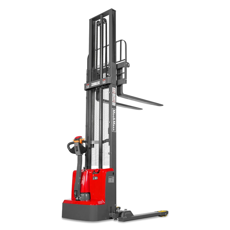 3300lbs Lithium-ion Electric Straddle Stacker, 138" Lift, Adjustable Legs