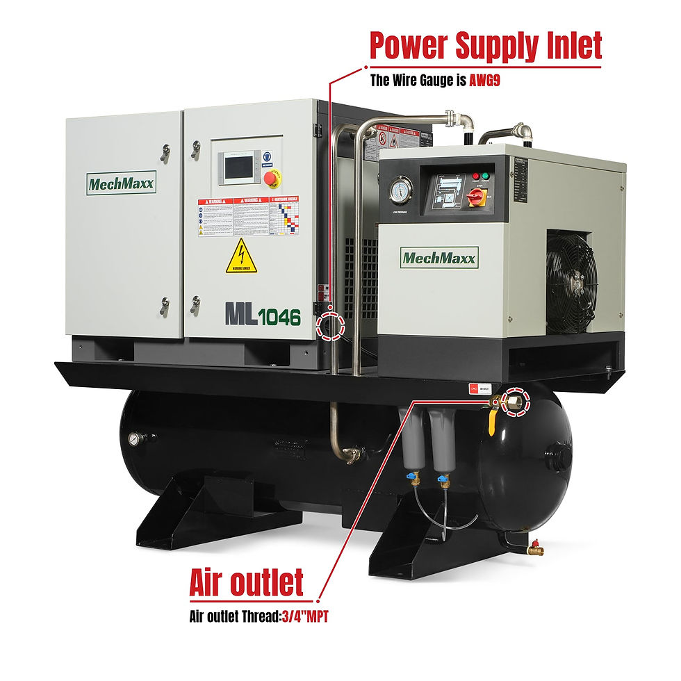 10HP Combined Rotary Screw Air Compressor with Dryer & 66-Gal ASME Tank | 32
