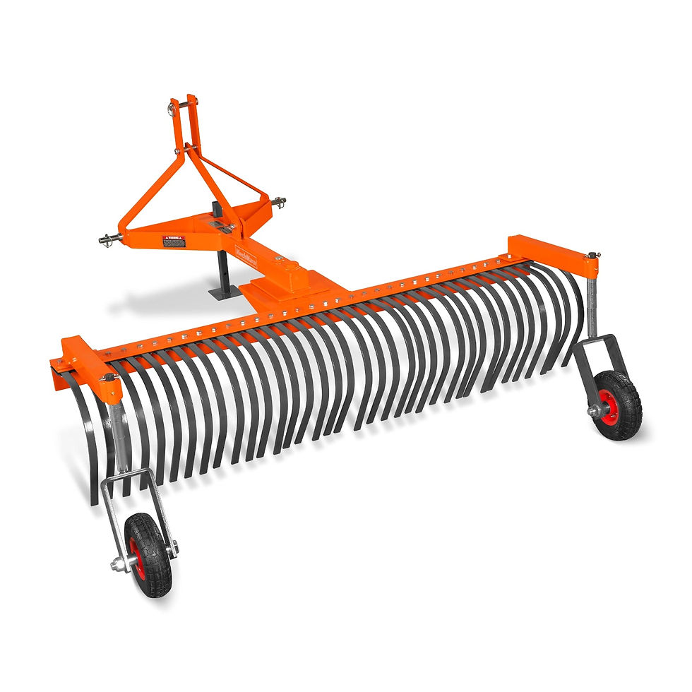 72" Landscape Rake with Bolt-On Wheels & 36 Tines 3 Point Hitch Tractor