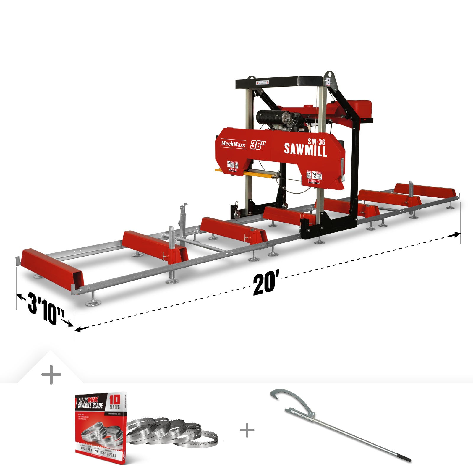 MechMaxx 36" MAX Portable Sawmill, 25HP 688cc HONDA GX690 V-Twin Engine, 35"