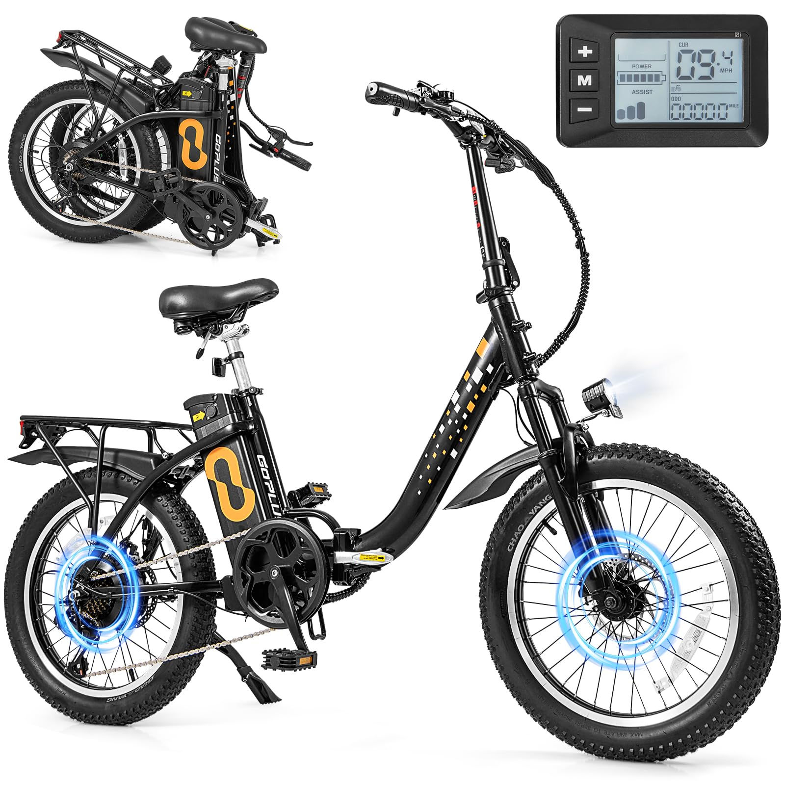Goplus Electric Bicycle for Adults, Folding Ebike w/20 Fat Tires, 750W Brushless