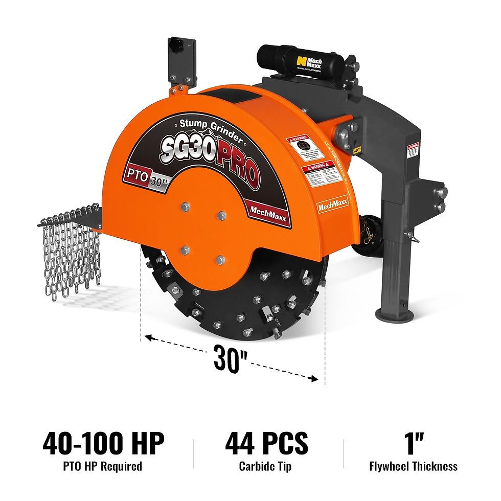 3-Point PTO Stump Grinder, 30 in Flywheel, 40-100HP, with 44 Carbide Teeth (PTO