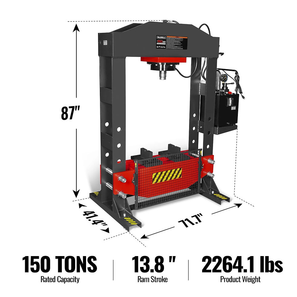 150 Ton H-Frame Electric Hydraulic Shop Press with Double-Acting Cylinder