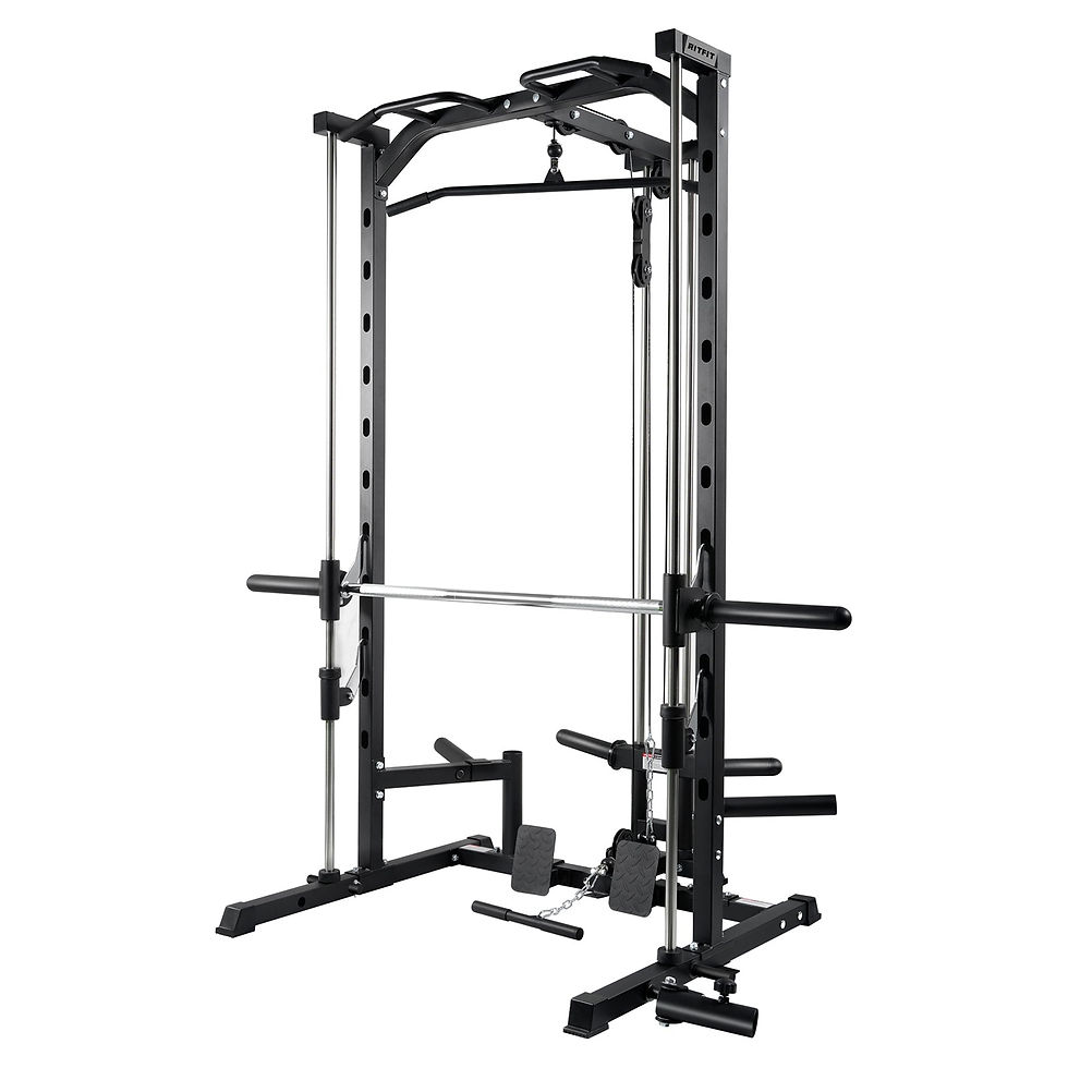 RitFit PSR05 2.0 Multifunctional Smith Machine Power Rack with LAT-Pull Down Sys