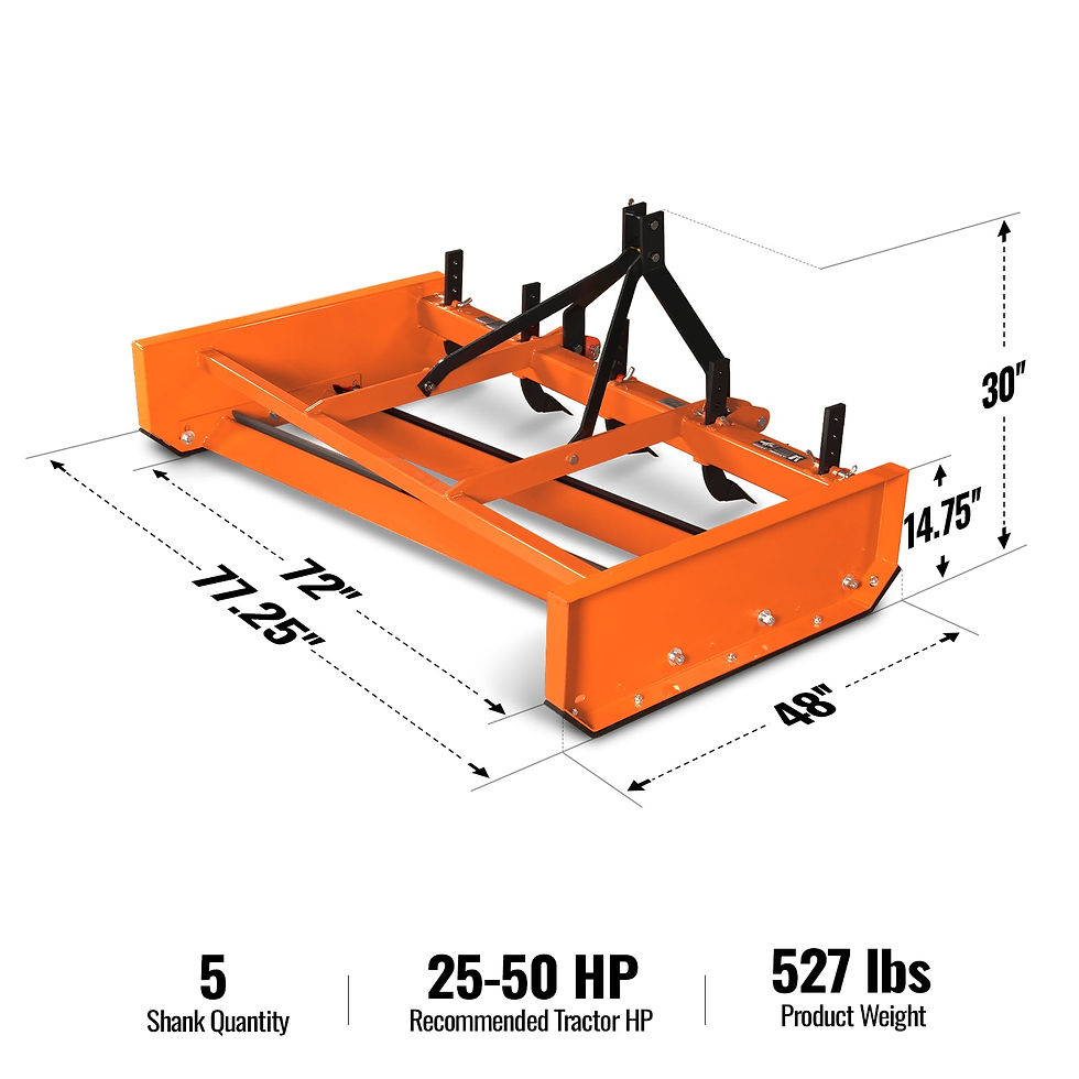 72" Heavy Duty Land Leveler Land Plane Scraper Grader with Shanks 3 Point Hitch