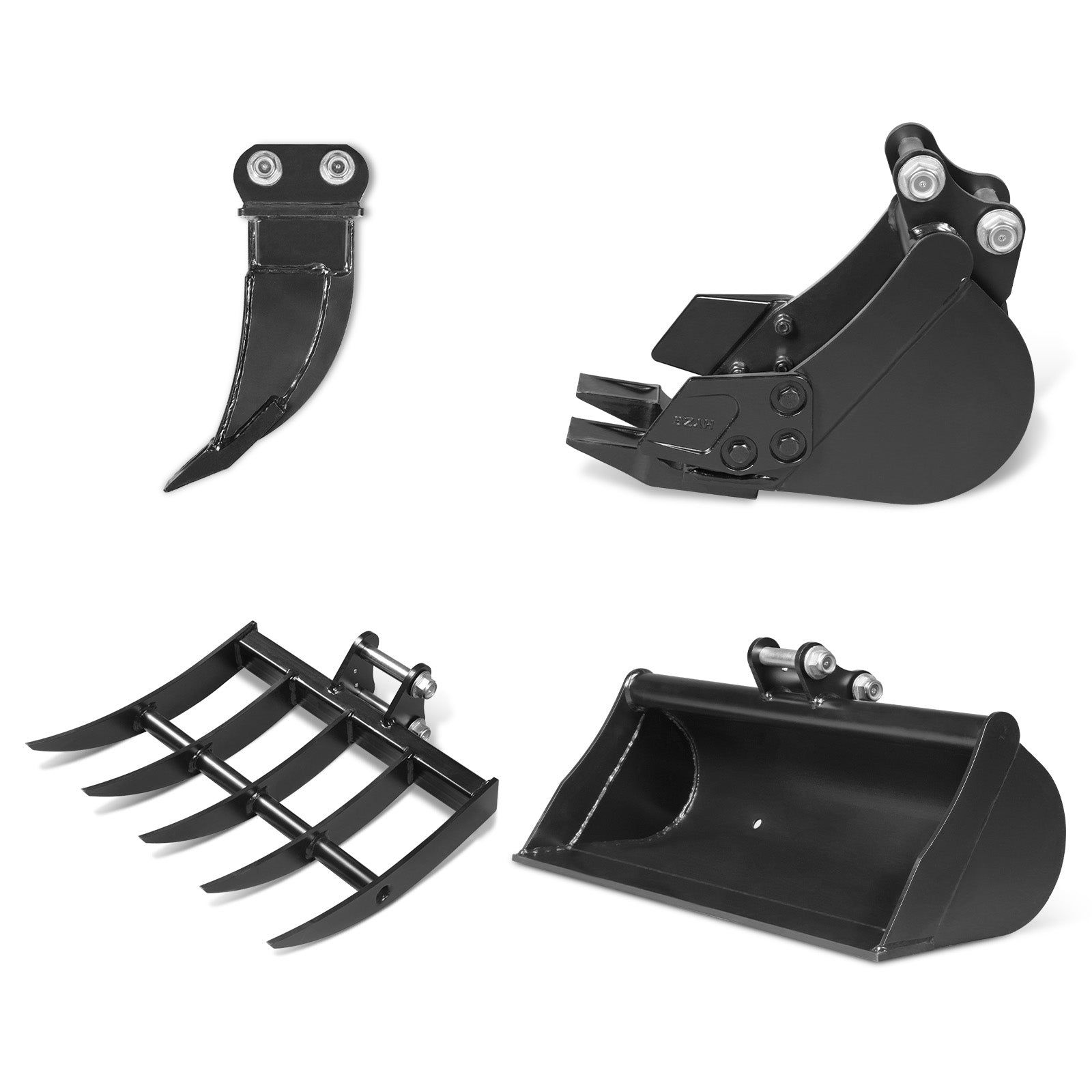4-Piece Mini Excavator Attachment Set for Mini Compact Excavator ( SKU: 150530