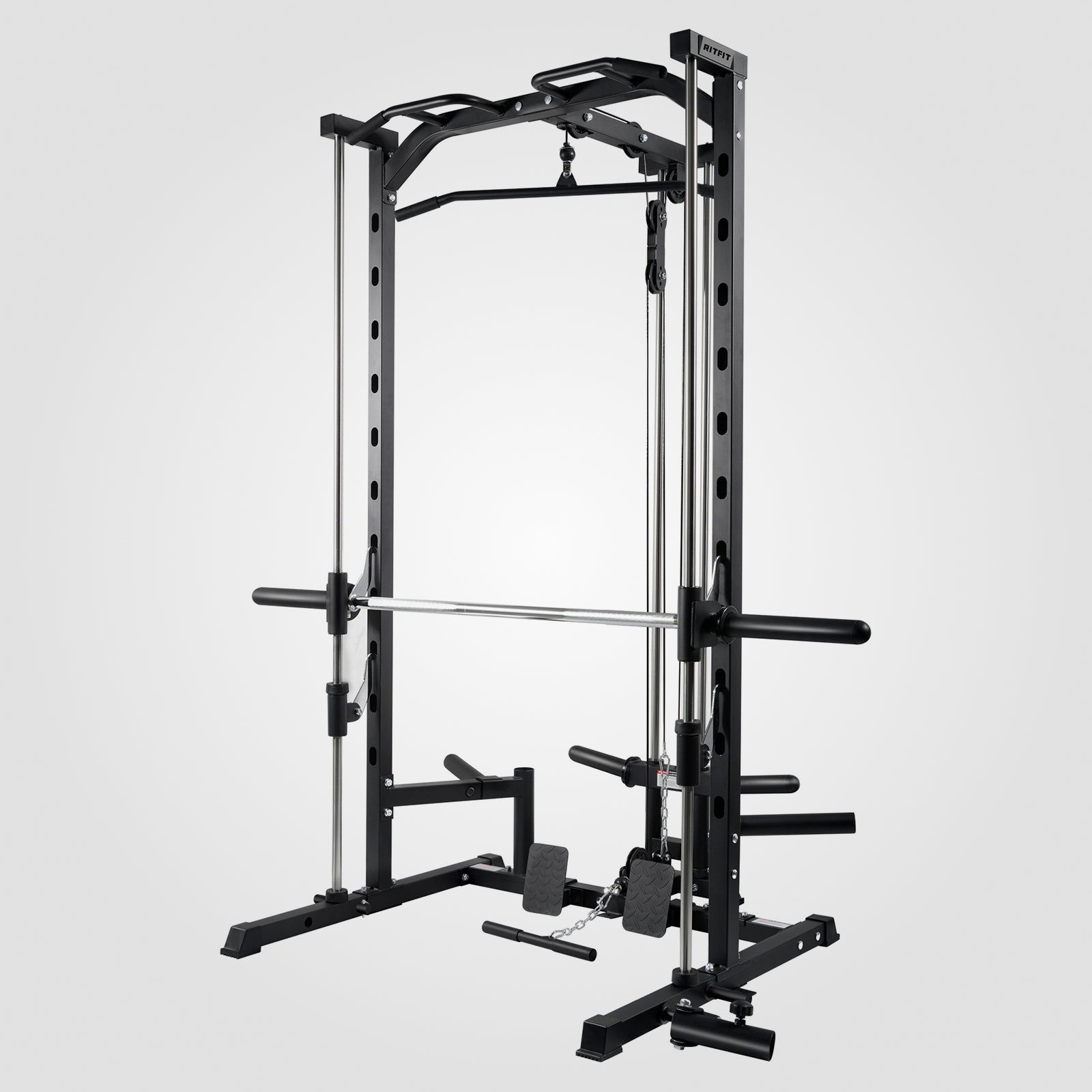 RitFit PSR05 2.0 Multifunctional Smith Machine Power Rack with LAT-Pull Down Sys