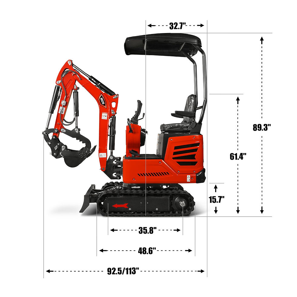 Thumbnail: Mini Compact Excavator HONDA GX390 Engine, 65.7" Max. Digging Depth, 1Ton, 2280