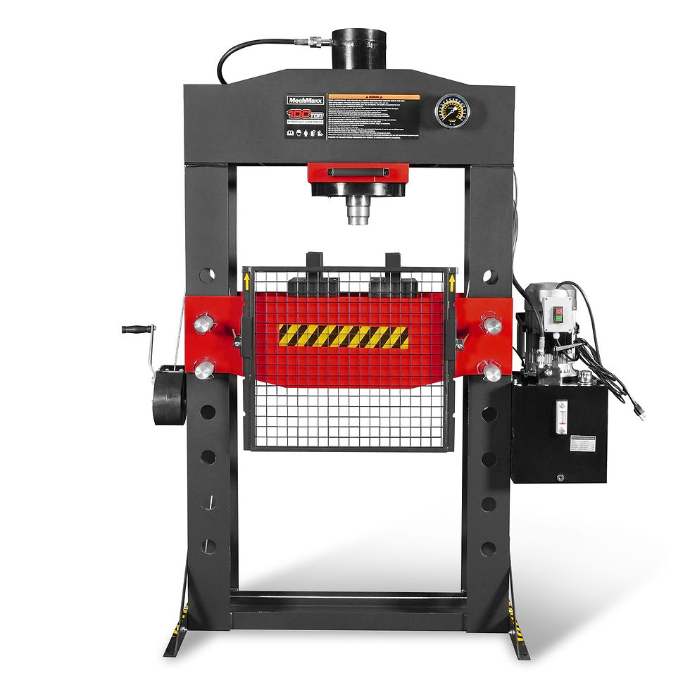100 Ton H-Frame Electric Hydraulic Shop Press with Hand Winch, 110V Motor, Fully