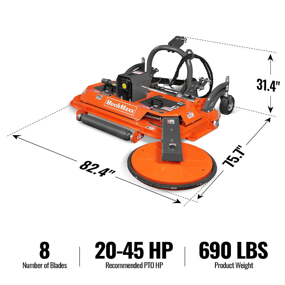 60 in Orchard Finish Mower, 3 Point Hitch Cat.1, Hydraulic Offset, PTO Shaft