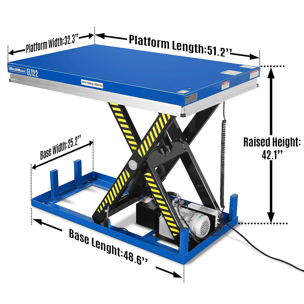 Wireless Remote Control Electric Hydraulic Lift Table, 2200lb Capacity, 51.2" x