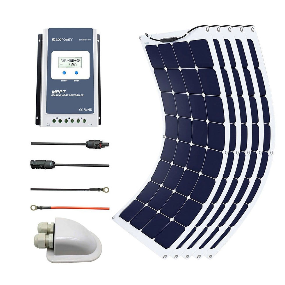 ACOPOWER 550Watts Flexible Solar RV Kit w/ 40A MPPT Charge Controller, Solar
