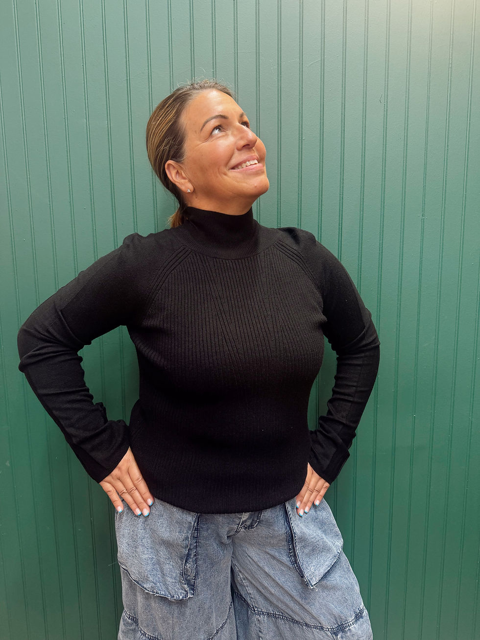 Thumbnail: Ivory Elegance Mock Neck Sweater