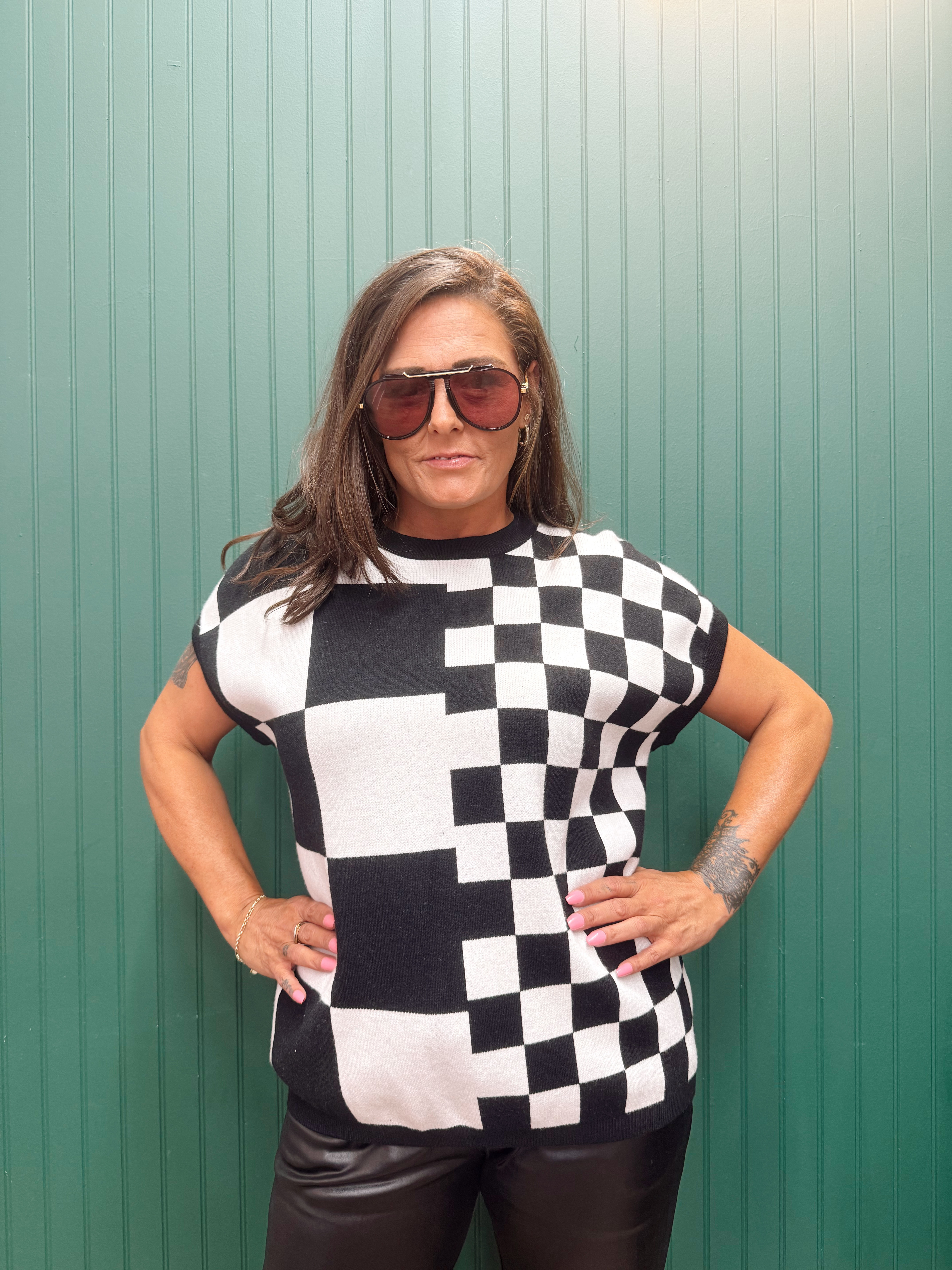 Checkered Chic Sweater