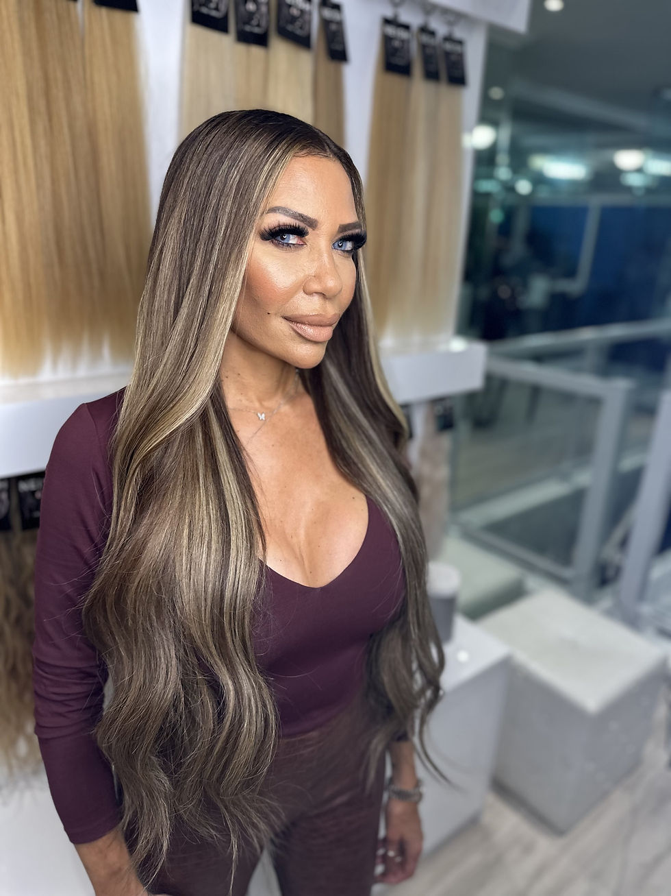 Founder of Neish Hair Monica Neish wearing her method in 26 inch lengths