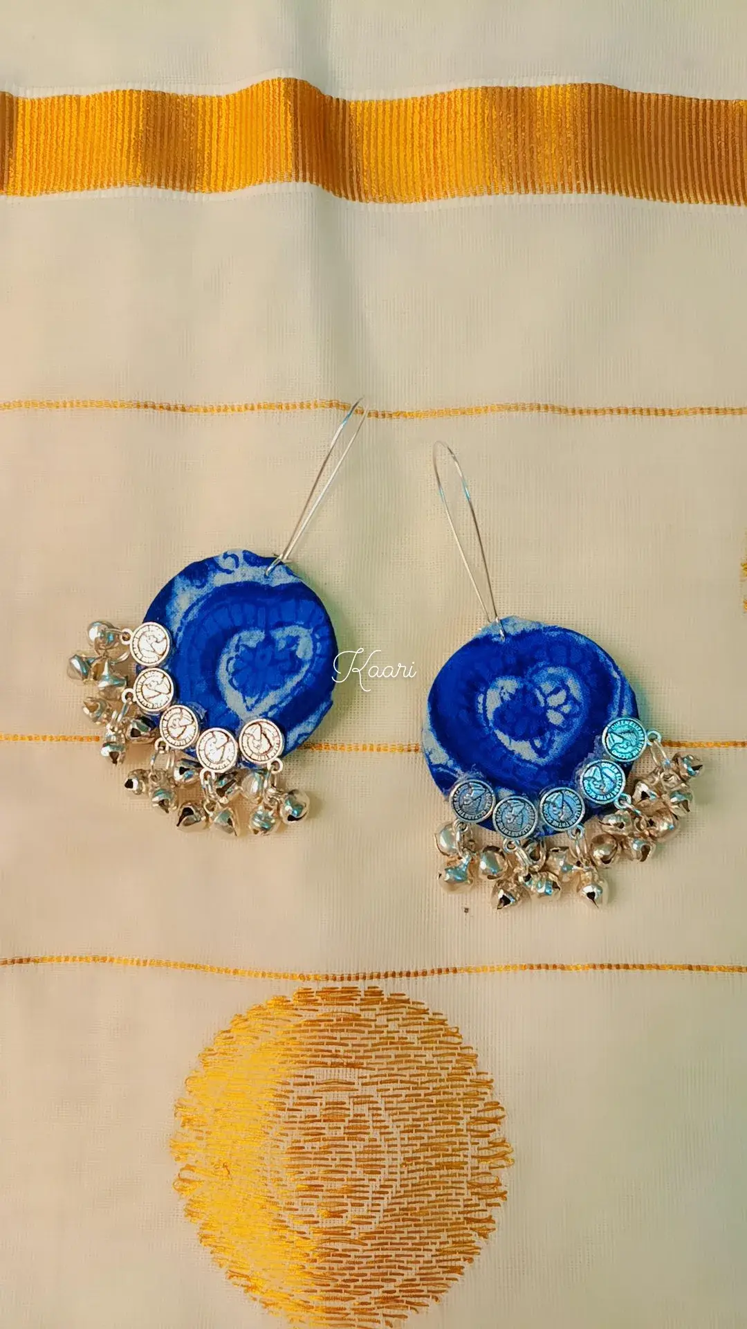 Fabric based earrings blue